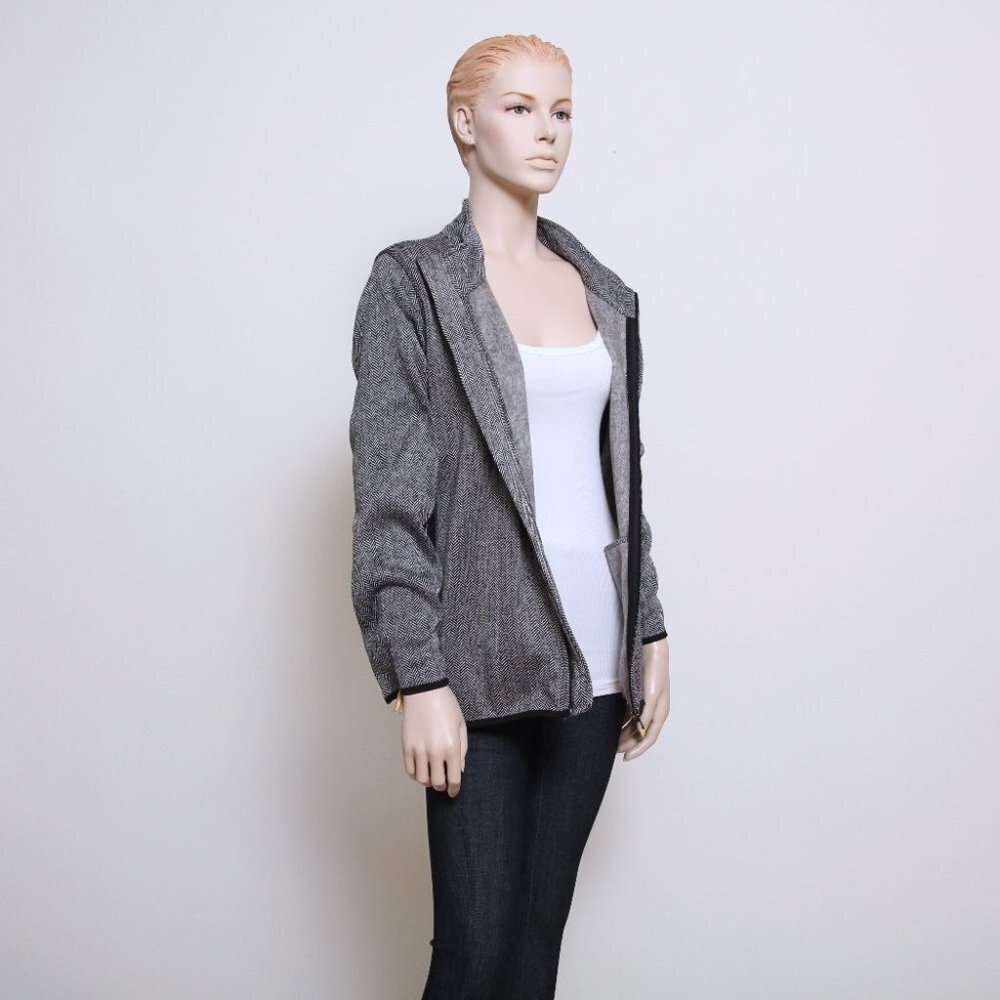 Marc New York Herringbone Full Zip Fleece Jacket White Black Women XXL
